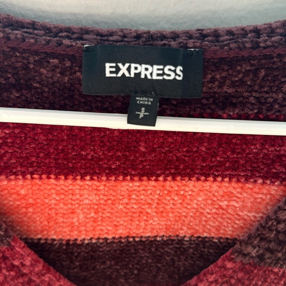 Express Red and Pink V-Neck Sweater - Picture 2 of 3